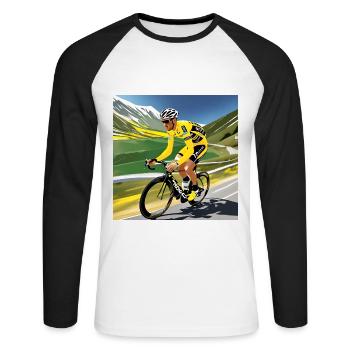 Retro Cyclist - Unisex Long Sleeve Baseball T-Shirt - white/black - Front - Nik (191cm)