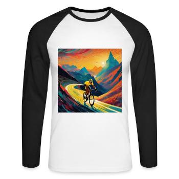 Cycling Colorwaves - Unisex Long Sleeve Baseball T-Shirt - white/black - Front - Nik (191cm)