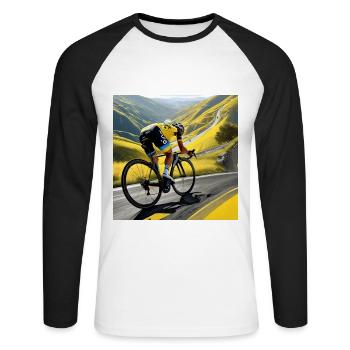 La montée d'or : courses de rêves en montagne - T-shirt baseball manches longues Homme - blanc/noir - Devant - Nik (191cm)