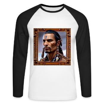 Native American Tribesman - Unisex Long Sleeve Baseball T-Shirt - white/black - Front - Nik (191cm)