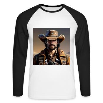 Cowboy - Unisex Long Sleeve Baseball T-Shirt - white/black - Front - Nik (191cm)