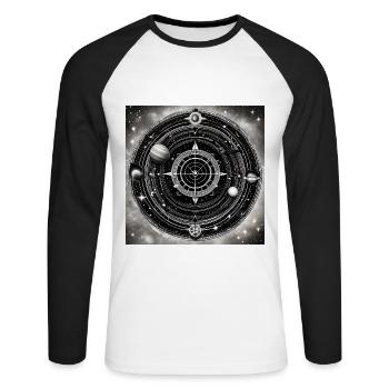 Black and White Universe of Darts - Unisex Long Sleeve Baseball T-Shirt - white/black - Front - Nik (191cm)