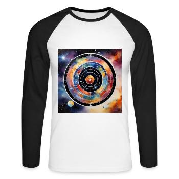 Dartboard Milky Way - Unisex Long Sleeve Baseball T-Shirt - white/black - Front - Nik (191cm)