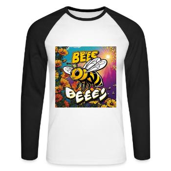 Bee Buzz - Unisex Long Sleeve Baseball T-Shirt - white/black - Front - Nik (191cm)