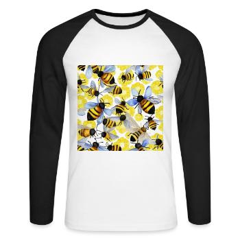 The Bees (Watercolor) - Unisex Long Sleeve Baseball T-Shirt - white/black - Front - Nik (191cm)