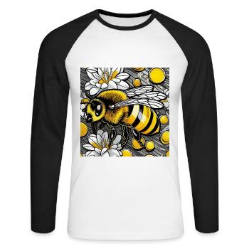Cute Bee - Unisex Long Sleeve Baseball T-Shirt - white/black - Front - Nik (191cm)