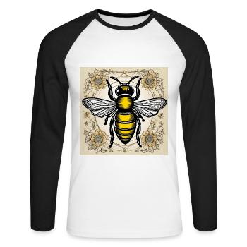 Honeybee - Unisex Long Sleeve Baseball T-Shirt - white/black - Front - Nik (191cm)