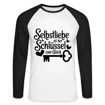 Selbstliebe ist der Schlüssel zum Glück - Unisex Baseballshirt langarm - Weiß/Schwarz - Vorne - Nik (191cm)