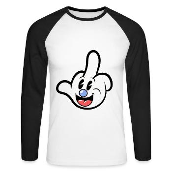 Sarcastisme sarcastique de dessin animé du majeur - T-shirt baseball manches longues Homme - blanc/noir - Devant - Nik (191cm)