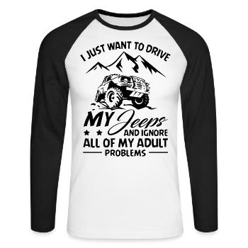 Mes Jeeps et ignorer les problèmes - T-shirt baseball manches longues Homme - blanc/noir - Devant - Nik (191cm)