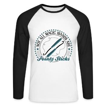 Not all magic wands are pointy sticks - Unisex Baseballshirt langarm - Weiß/Schwarz - Vorne - Nik (191cm)