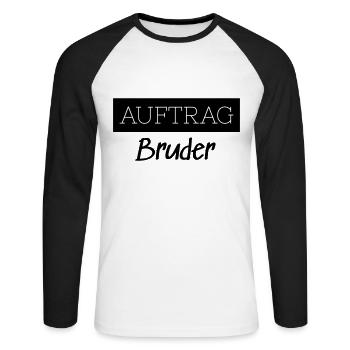 Commander Brother Family Funny Gift - T-shirt baseball manches longues Homme - blanc/noir - Devant - Nik (191cm)