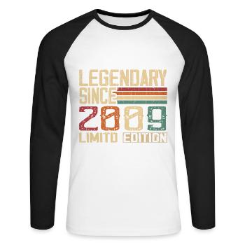 Original 2009 Vintage Geburtstagsgeschenk 2009 - Unisex Baseballshirt langarm - Weiß/Schwarz - Vorne - Nik (191cm)