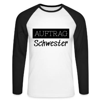 Commander Sister Family Funny Gift - T-shirt baseball manches longues Homme - blanc/noir - Devant - Nik (191cm)