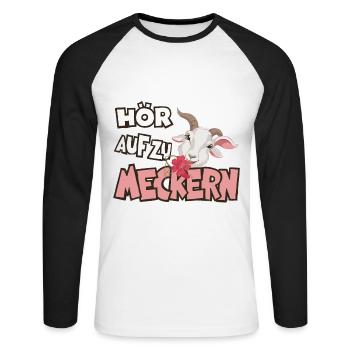 Hör auf zu meckern für eine Frau oder Mädchen - Unisex Baseballshirt langarm - Weiß/Schwarz - Vorne - Nik (191cm)