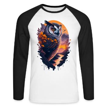 Beautiful owl - Unisex Long Sleeve Baseball T-Shirt - white/black - Front - Nik (191cm)