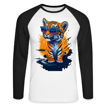 Cute baby tiger - Unisex Long Sleeve Baseball T-Shirt - white/black - Front - Nik (191cm)