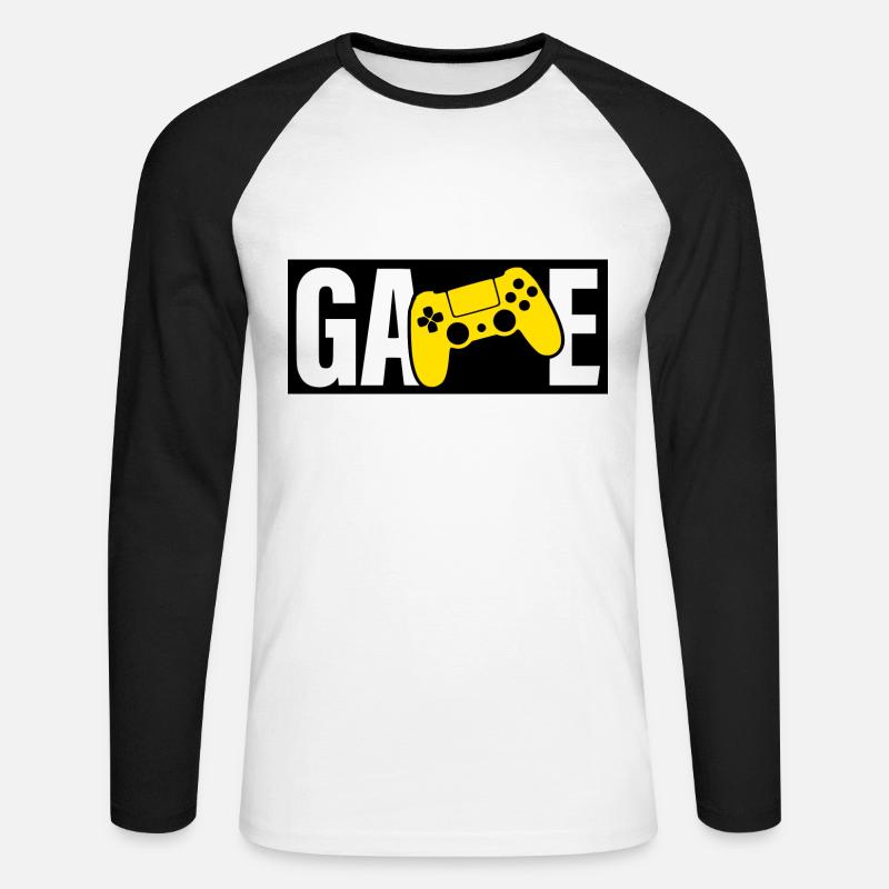 Game Game - Unisex Baseballshirt langarm - Weiß/Schwarz