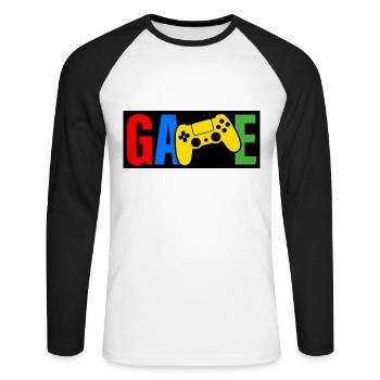 Console - T-shirt baseball manches longues Homme - blanc/noir - Devant - Nik (191cm)