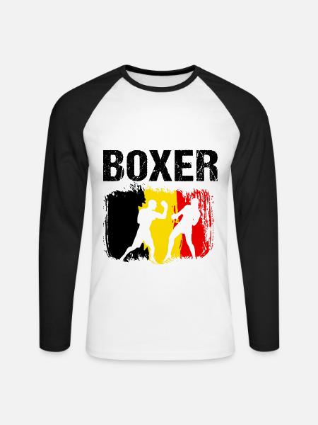 Boxen Belgien Boxer - Unisex Baseballshirt langarm - Weiß/Schwarz