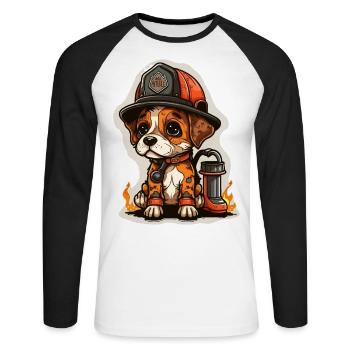 Héros chaud - T-shirt baseball manches longues Homme - blanc/noir - Devant - Nik (191cm)