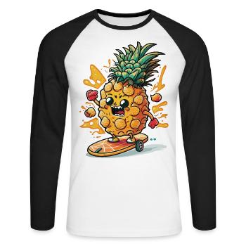 Wellen-Krieger - Unisex Baseballshirt langarm - Weiß/Schwarz - Vorne - Nik (191cm)