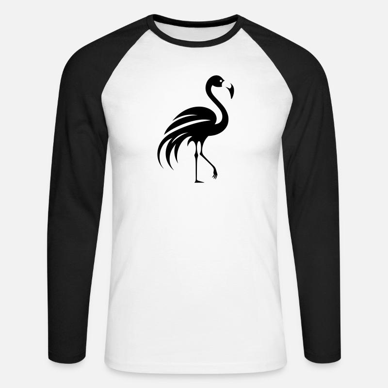 Flamingo - Unisex Baseballshirt langarm - Weiß/Schwarz