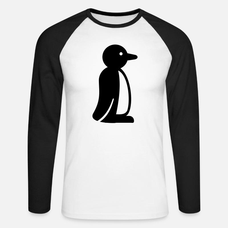 Pinguin - Unisex Baseballshirt langarm - Weiß/Schwarz