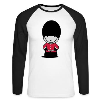 königliche Wache in London - Unisex Baseballshirt langarm - Weiß/Schwarz - Vorne - Nik (191cm)