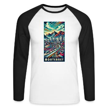 Monterrey Mexico City Travel Design - Unisex Long Sleeve Baseball T-Shirt - white/black - Front - Nik (191cm)