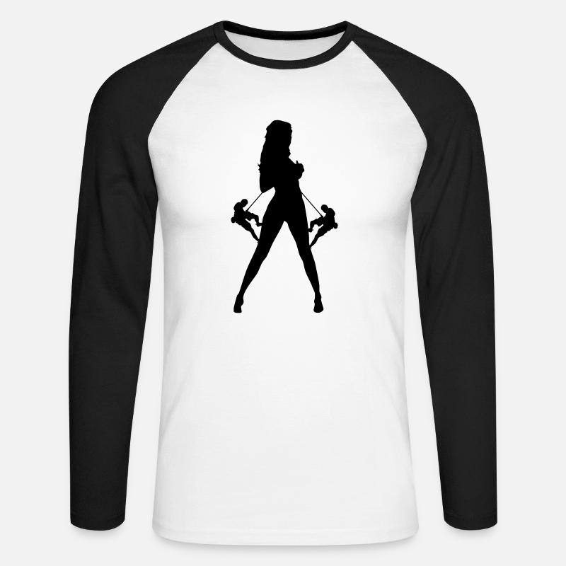 Klettern - Unisex Baseballshirt langarm - Weiß/Schwarz