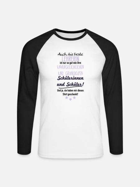 Beste Lehrerin Shirt - Unisex Baseballshirt langarm - Weiß/Schwarz