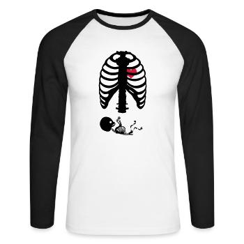 X Ray Maternity Skeleton Rips - Unisex Long Sleeve Baseball T-Shirt - white/black - Front - Nik (191cm)