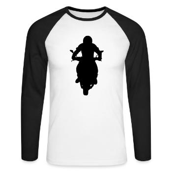 Moto avec chauffeur - T-shirt baseball manches longues Homme - blanc/noir - Devant - Nik (191cm)