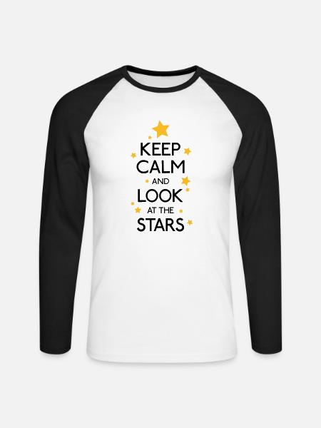 Keep Calm Stars - Unisex Baseballshirt langarm - Weiß/Schwarz