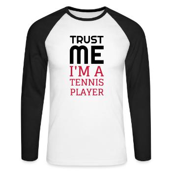 Tennis - Sport - Racket - Tennis Player - Tenis - Unisex Long Sleeve Baseball T-Shirt - white/black - Front - Nik (191cm)