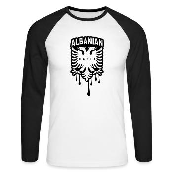 albanian mafia - Unisex Long Sleeve Baseball T-Shirt - white/black - Front - Nik (191cm)
