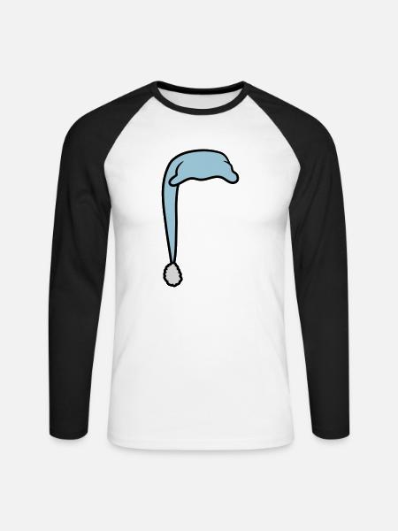 Sleeping cap with bobblehead - Unisex Long Sleeve Baseball T-Shirt - white/black