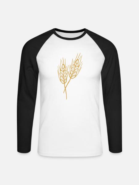 Weizen Illustration Brotbäcker Geschenkidee - Unisex Baseballshirt langarm - Weiß/Schwarz