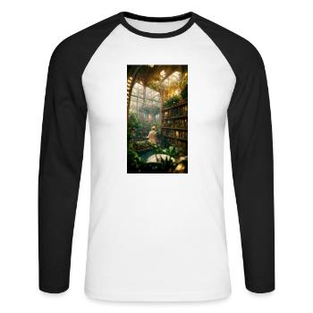 Secret library of garden inside a greenhouse - Unisex Baseballshirt langarm - Weiß/Schwarz - Vorne - Nik (191cm)