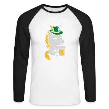 Party Unicorn Beer Drink - Unisex Long Sleeve Baseball T-Shirt - white/black - Front - Nik (191cm)