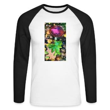 Der Fliegenpilz - Unisex Baseballshirt langarm - Weiß/Schwarz - Vorne - Nik (191cm)