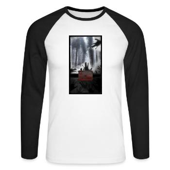 T-shirt creepy forest entering forbidden gift - Unisex Long Sleeve Baseball T-Shirt - white/black - Front - Nik (191cm)