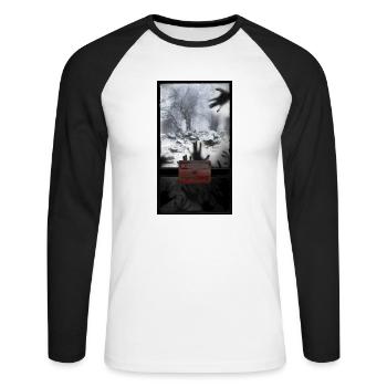 T-shirt creepy forest entering forbidden gift - Unisex Long Sleeve Baseball T-Shirt - white/black - Front - Nik (191cm)
