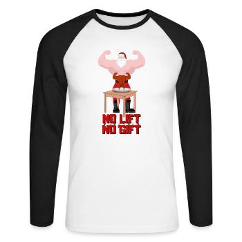 Pas d’ascenseur pas de cadeau - T-shirt baseball manches longues Homme - blanc/noir - Devant - Nik (191cm)