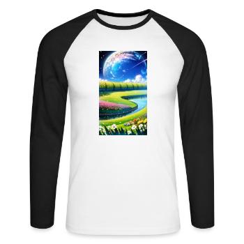 Landscape with 4 Areas, Generative AI - Unisex Baseballshirt langarm - Weiß/Schwarz - Vorne - Nik (191cm)