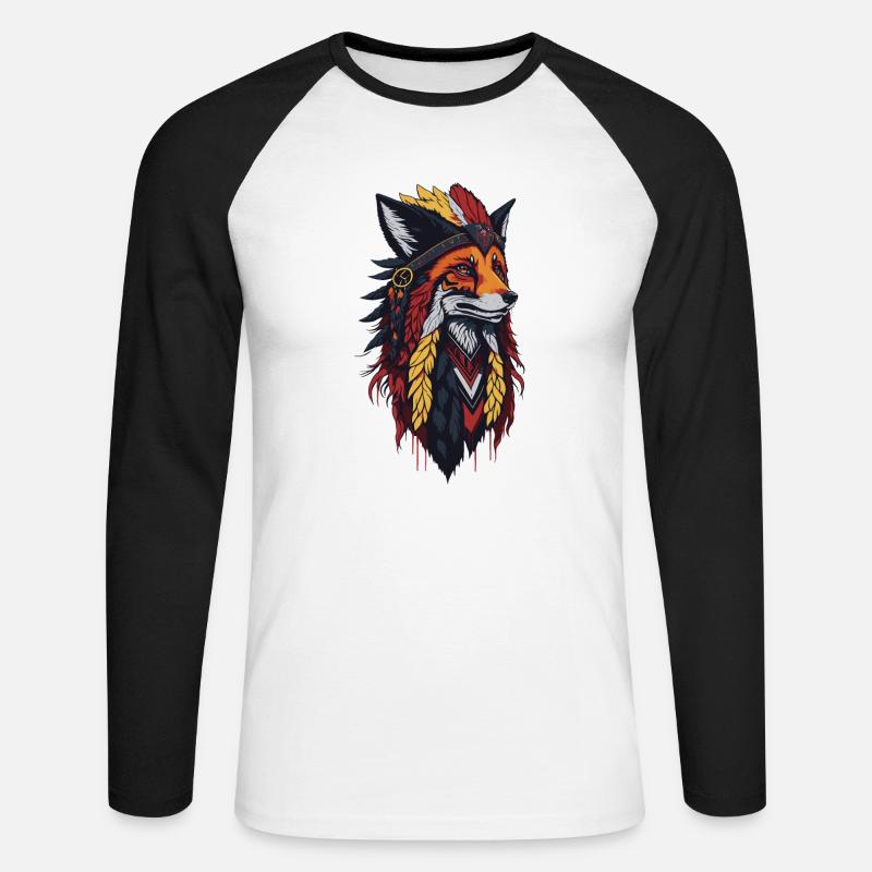 Fuchs Fox b - Unisex Baseballshirt langarm - Weiß/Schwarz