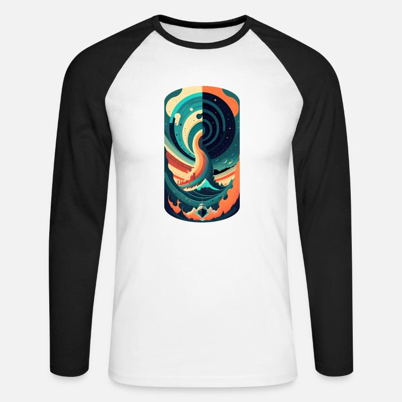 Boot in den Fluten - Unisex Baseballshirt langarm - Weiß/Schwarz