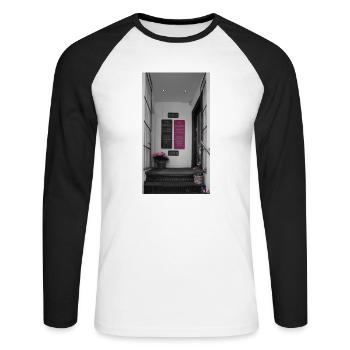 Graues Kopenhagen - Unisex Baseballshirt langarm - Weiß/Schwarz - Vorne - Nik (191cm)