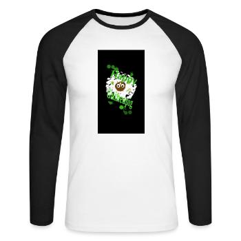 The Design mit the (Meer)Schwein - Unisex Baseballshirt langarm - Weiß/Schwarz - Vorne - Nik (191cm)